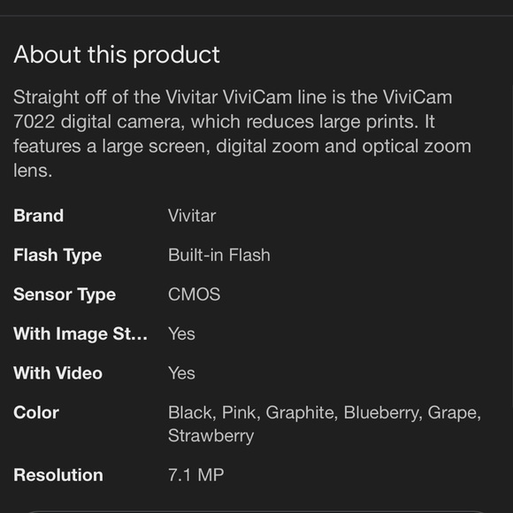 Vivitar ViviCam 7.1 Megapixel Compact Camera - Picture 14 of 14